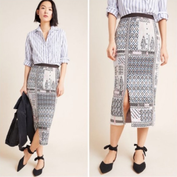 Avery Embroidered Pencil Skirt
